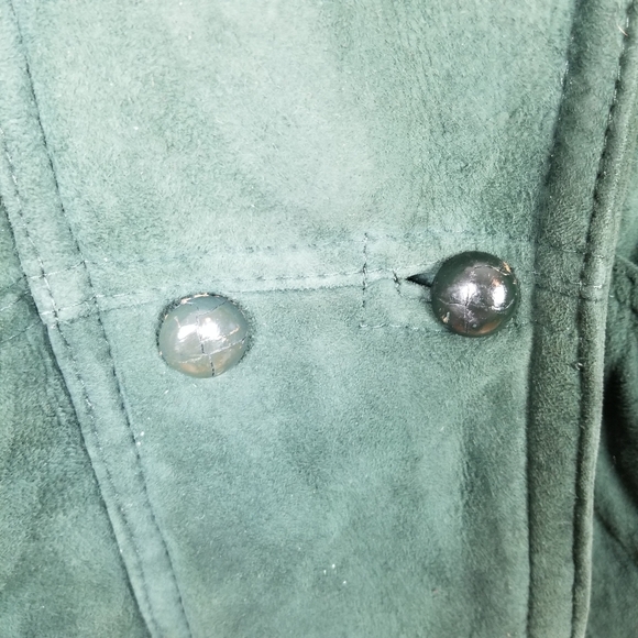 CALAFATE 100% Shearling Dark Green Vintage Coat Dark Green Boho Oversized S - Picture 7 of 13